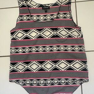 Bebe Black and White Boxy Sleeveless Tank Top